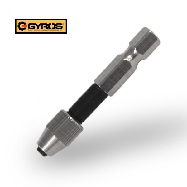 Gyros Keyless Mini Adaptor Drill Chuck, 1/4 Inch Hex Shank, 0”-.039” Capacity, For Micro Bits No. 60-80,  45-01401